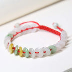 Fortune Jewel Round Jade Lucky Red String Weave Bracelet