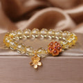 Fortune Jewel Natural Citrine Flower Charm Prosperity Protection Bracelet
