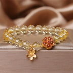 Fortune Jewel Natural Citrine Flower Charm Prosperity Protection Bracelet