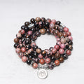 Fortune Jewel 108 Mala Beads Rhodonite Lotus Compassion Energy Bracelet