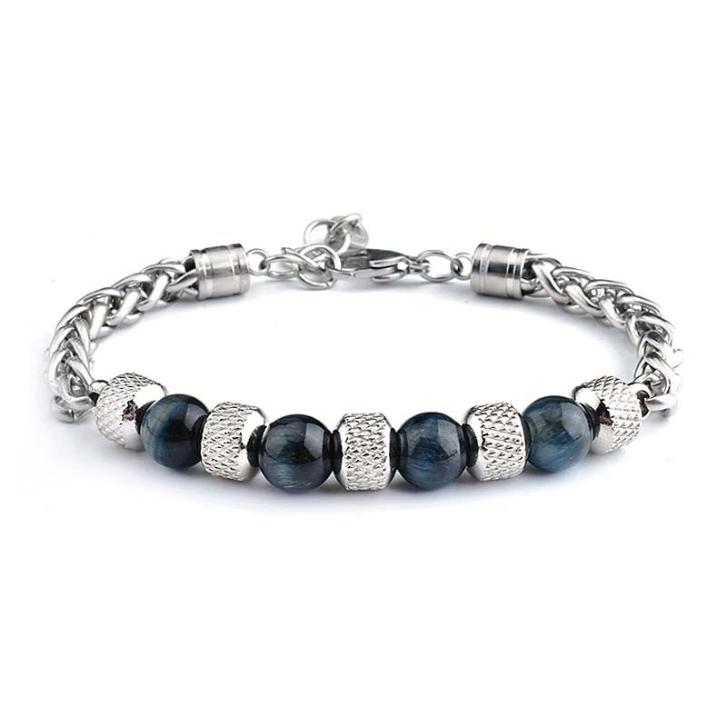 Fortune Jewel Black Onyx Tiger Eye Bead Courage Bracelet