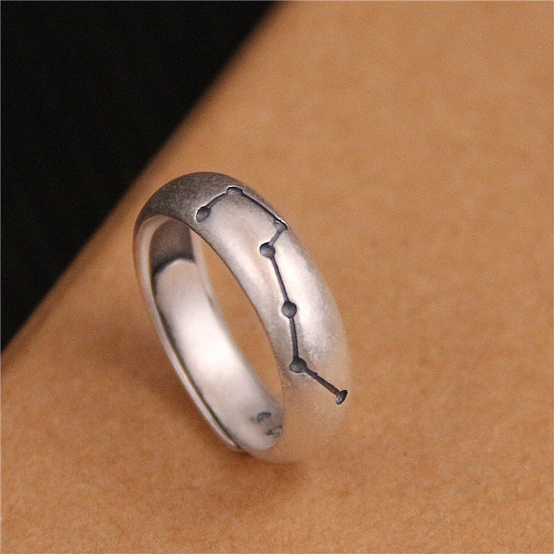 990 Pure Silver Big Dipper Adjustable Ring