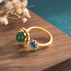Fortune Jewel Lotus Pattern Jade Abundance Adjustable Ring Fortune Jewel