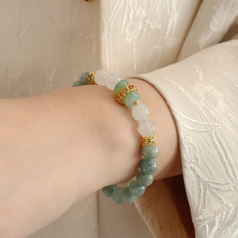Fortune Jewel Single Double Layer Jade Peace Buckle Luck Bracelet