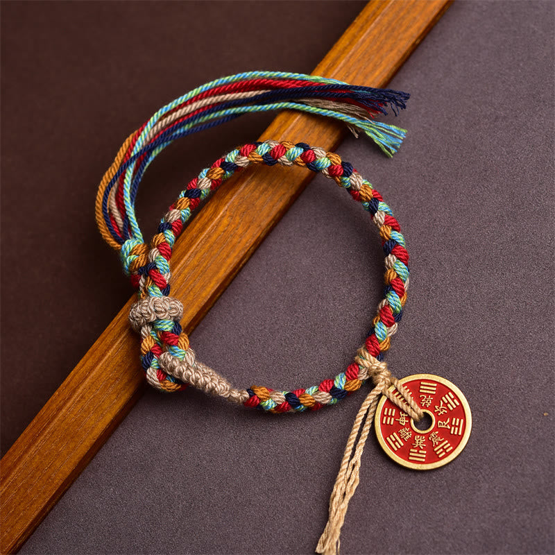Fortune Jewel Handmade Bagua Harmony Multicolored Rope Bracelet