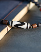 Ebony Tiger Tooth Dzi Beads Bracelet