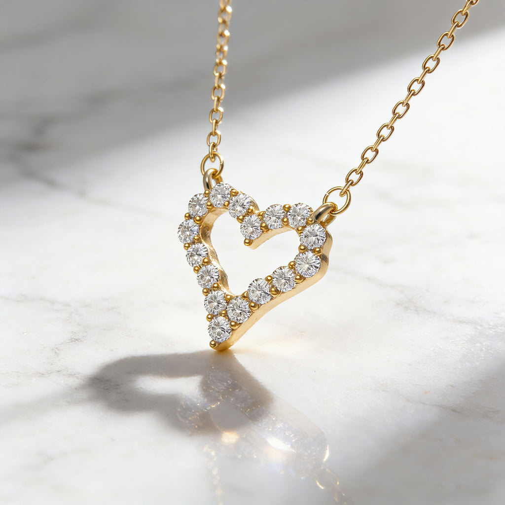 925 Sterling Silver Heart Necklace – White Gold Color Love Heart Collarbone Chain, Gift for Girlfriend & Best Friend