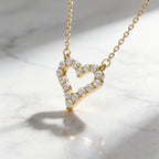 925 Sterling Silver Heart Necklace – White Gold Color Love Heart Collarbone Chain, Gift for Girlfriend & Best Friend
