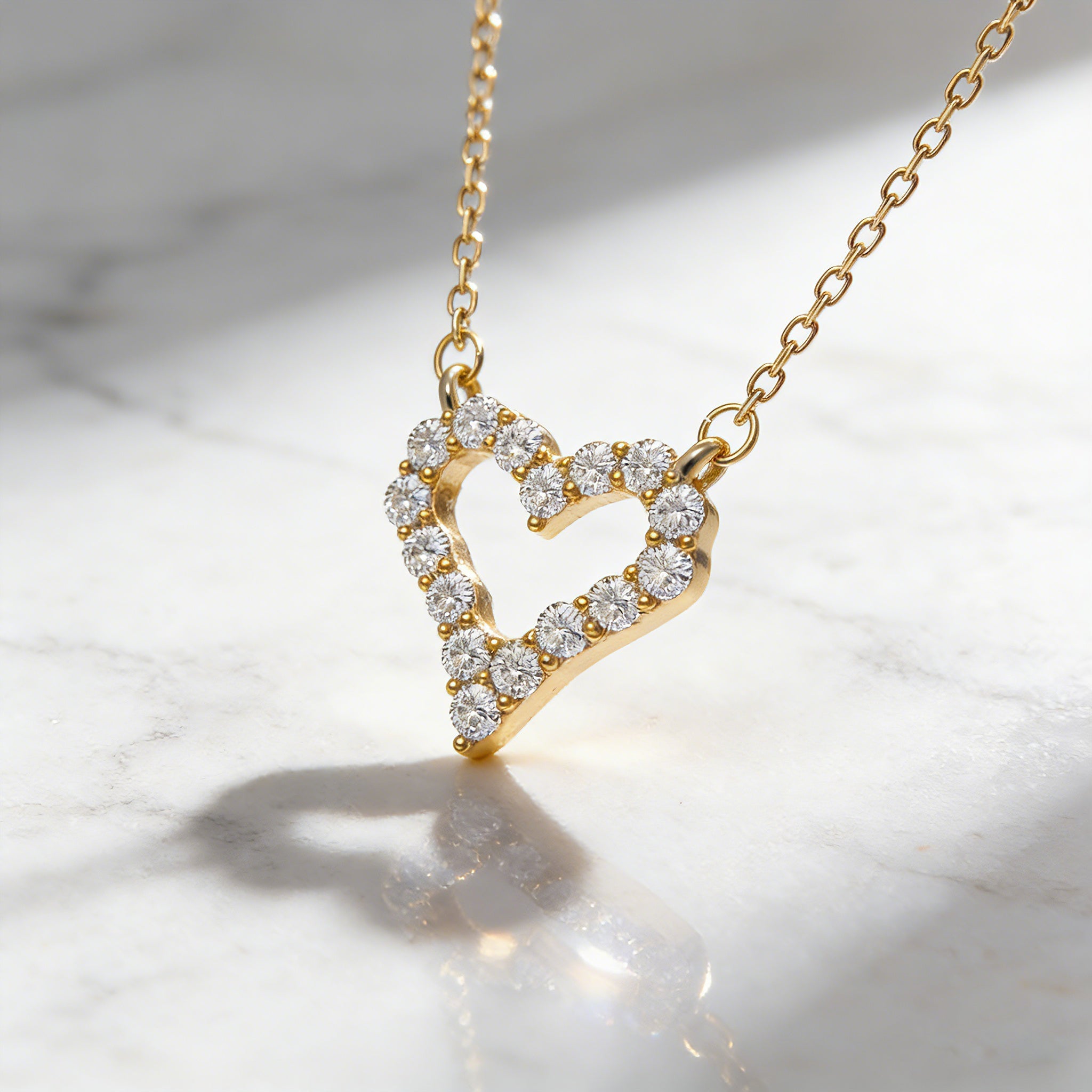 925 Sterling Silver Heart Necklace – White Gold Color Love Heart Collarbone Chain, Gift for Girlfriend & Best Friend