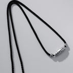 Fortune Jewel 999 Sterling Silver Nine-Eye Dzi Bead Pattern Protection Rope Necklace Pendant