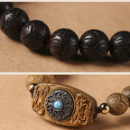 Fortune Jewel Green Sandalwood Ebony Wood Sandalwood Om Mani Padme Hum Soothing Bracelet