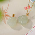 Fortune Jewel 925 Sterling Silver Hetian White Jade Cute Cat Paw Luck Necklace Pendant
