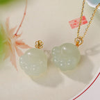 Fortune Jewel 925 Sterling Silver Hetian White Jade Cute Cat Paw Luck Necklace Pendant