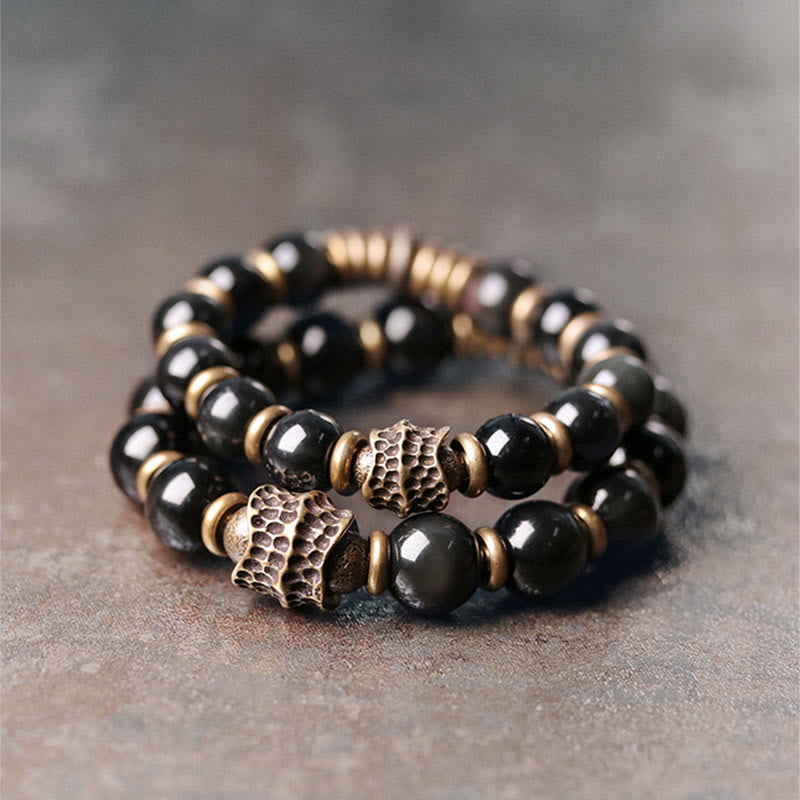 Fortune Jewel Rainbow Obsidian Copper Love Healing Bracelet