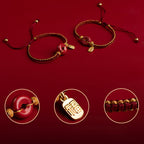 Fortune Jewel Natural Cinnabar Peace Buckle Fu Character Charm Blessing Braided Bracelet
