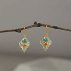 Fortune Jewel Copper Enamel Turquoise Positive Drop Earrings
