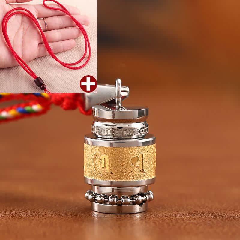 Fortune Jewel Tibet Om Mani Padme Hum Shurangama Mantra Titanium Steel Wisdom Amulet Necklace Pendant