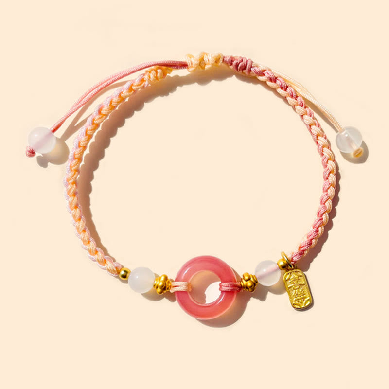 Fortune Jewel Peace And Joy Agate Peace Buckle Auspicious Handmade Braided Bracelet