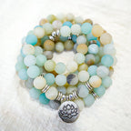 Fortune Jewel Tibetan Amazonite Stone Blessing Lotus Mala