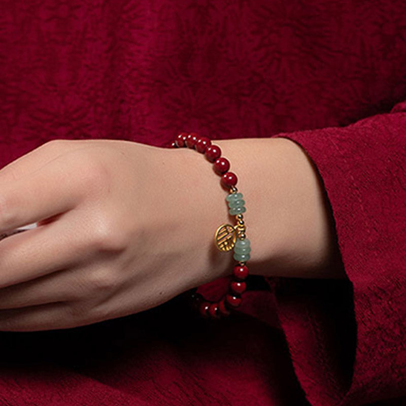 Fortune Jewel Cinnabar Green Aventurine Luck Blessing Bracelet