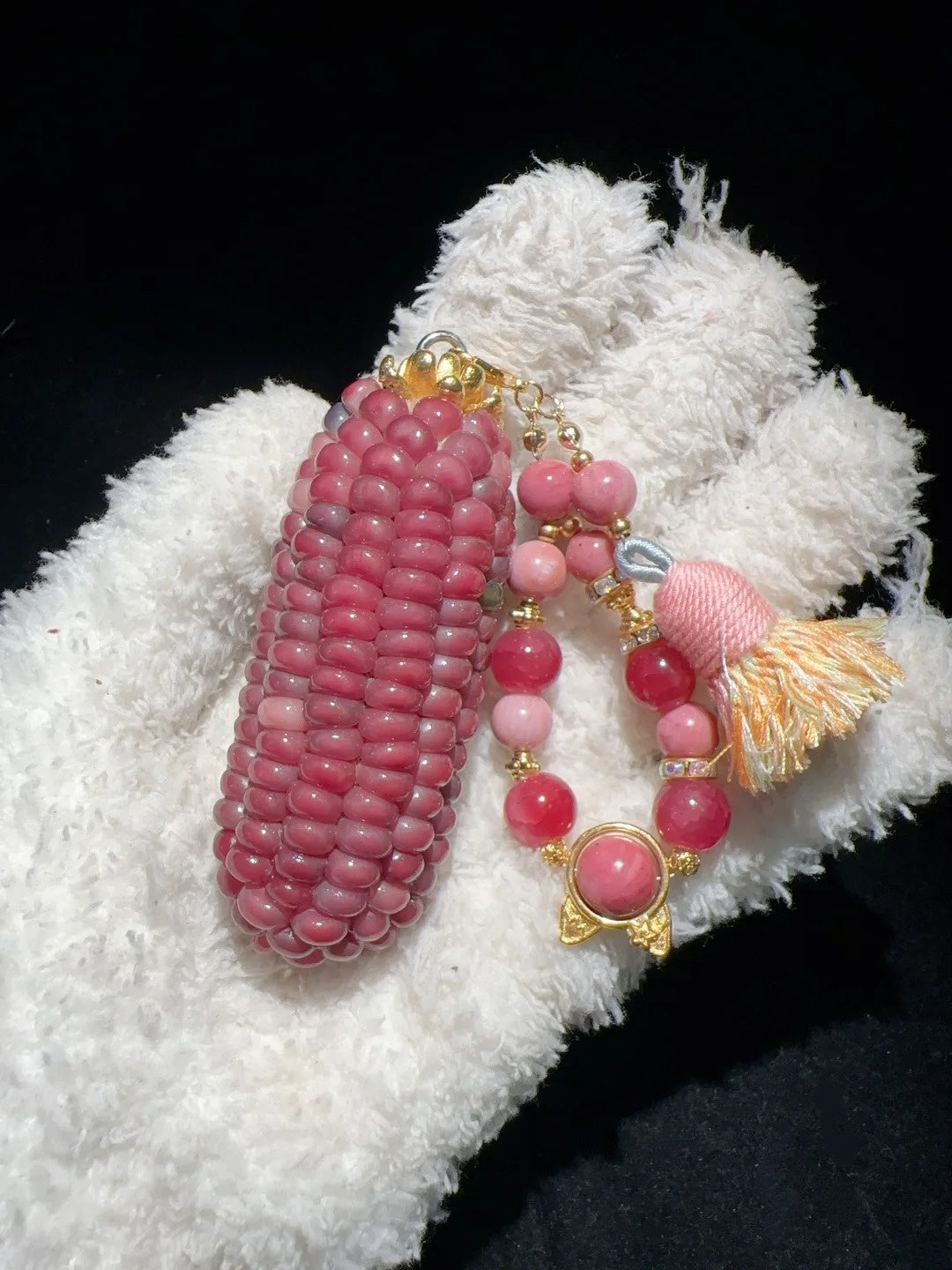 Matte Strawberry Pink Corn Charm