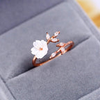 Fortune Jewel Plum Blossom Leaf Pattern Copper Luck Ring
