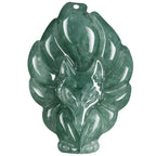 Fortune Jewel Natural Green Jade Nine Tailed Fox Luck Necklace Pendant