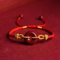 Fortune Jewel Handmade Cinnabar Peace Buckle Blessing Braided Rope Bracelet