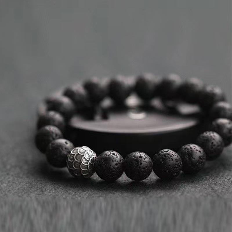 Fortune Jewel Lava Rock Fish Scales Bead Healing Bracelet