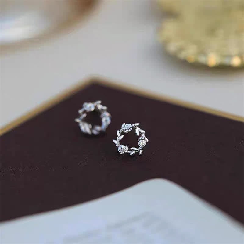 Fortune Jewel 925 Sterling Silver Posts Copper Metal Tiny Wreath Stud Blessing Flower Earrings