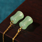 Fortune Jewel Jade Bamboo Pattern Luck Drop Earrings