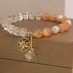 Fortune Jewel Orange Cat's Eye White Crystal Star Support Bracelet