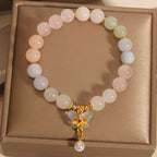 Fortune Jewel Natural Morganite Confidence Butterfly Charm Bracelet