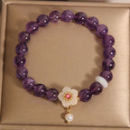 Fortune Jewel Natural Amethyst White Agate Pearl Charm Balance Bracelet