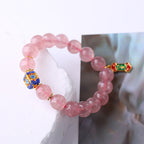 Fortune Jewel Strawberry Quartz Positive Ruyi Charm Bracelet