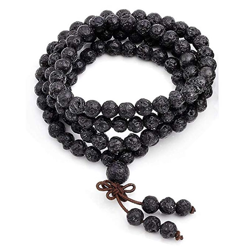 Fortune Jewel Natural Lava Rock 108 Beads Protection Bracelet