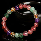 Fortune Jewel Natural Multicolored Strawberry Quartz Love Healing Beaded Bracelet