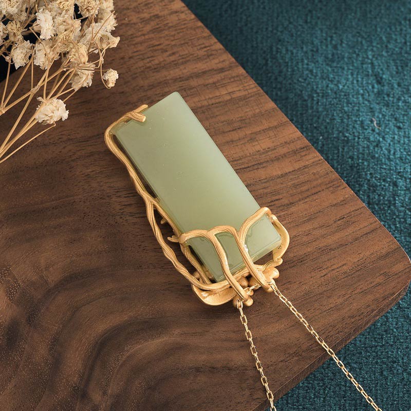 Fortune Jewel Natural Green Aventurine Balance Necklace Pendant