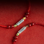 Fortune Jewel 925 Sterling Silver Koi Fish Cinnabar Bead Wealth Handcrafted Braided Bracelet Anklet