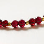 Fortune Jewel 14K Gold Plated Natural Garnet Cinnabar Flower Calm Bracelet