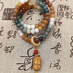 Fortune Jewel 108 Mala Beads Gradient Bodhi Seed Green Tara Buddha Engraved Peace Harmony Bracelet