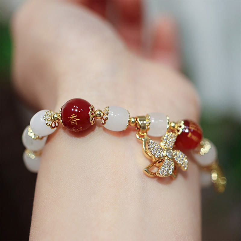 Fortune Jewel Windmill Chinese Lock Charm Fu Character Blessing Bracelet