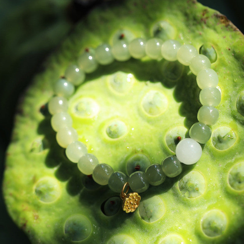 Fortune Jewel Jade Lotus Abundance Adjustable Bracelet