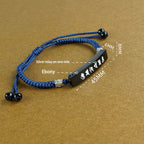 Fortune Jewel Buddhism Six True Words Wood Ebony Wood Silver Inlaid Protection Bracelet