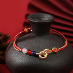 Fortune Jewel 925 Sterling Silver Double Peace Buckle Lotus Auspicious Bracelet