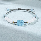 Fortune Jewel Natural Aquamarine PiXiu Hetian White Jade Healing Bracelet