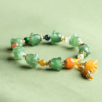 Fortune Jewel Green Aventurine Magnolia Flower Luck Bracelet