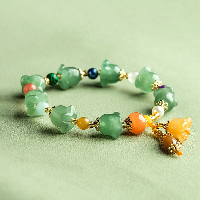 Fortune Jewel Green Aventurine Magnolia Flower Luck Bracelet