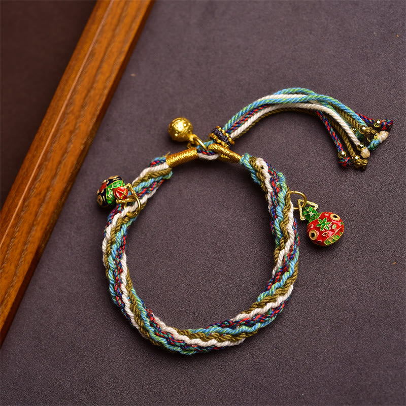 Fortune Jewel Handmade Gold Swallowing Beast Family Healing Reincarnation Knot Braid Bracelet