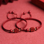 Fortune Jewel Four Leaf Clover Five-petal Flower Cinnabar Blessing Red String Bracelet